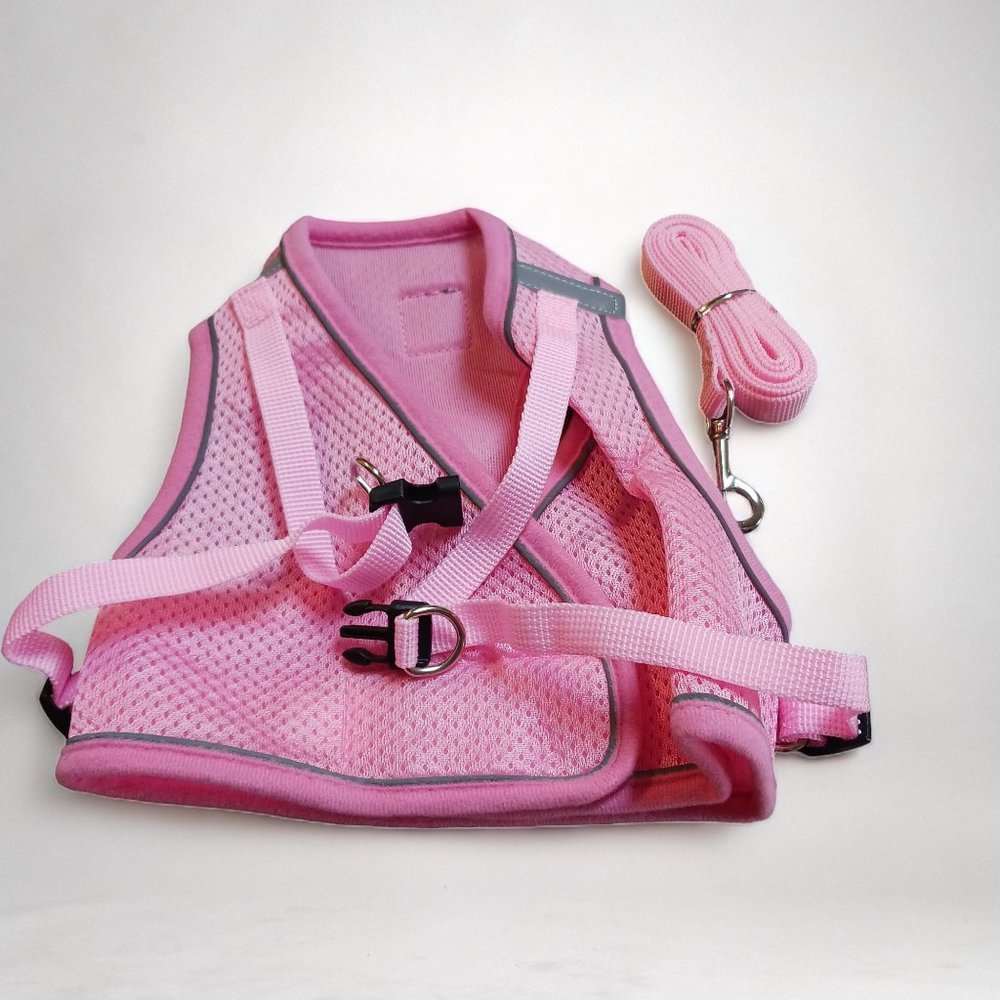 Small Breed Pink Dog Harness and Leash  Size XL